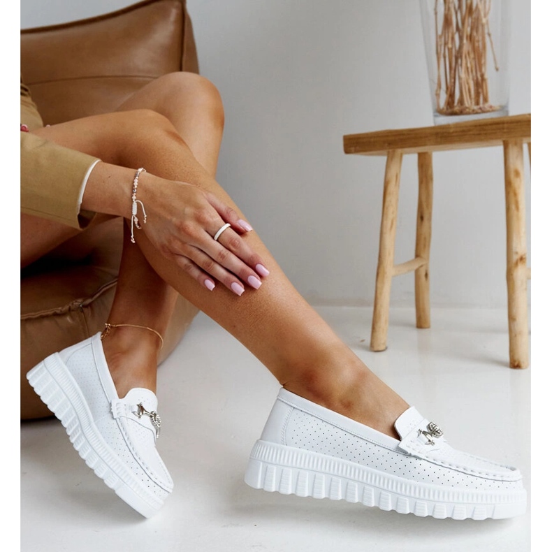Mocasines mujer piel blancos 1