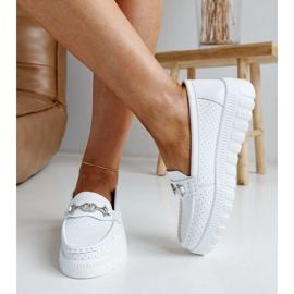 Mocasines mujer piel blancos 3