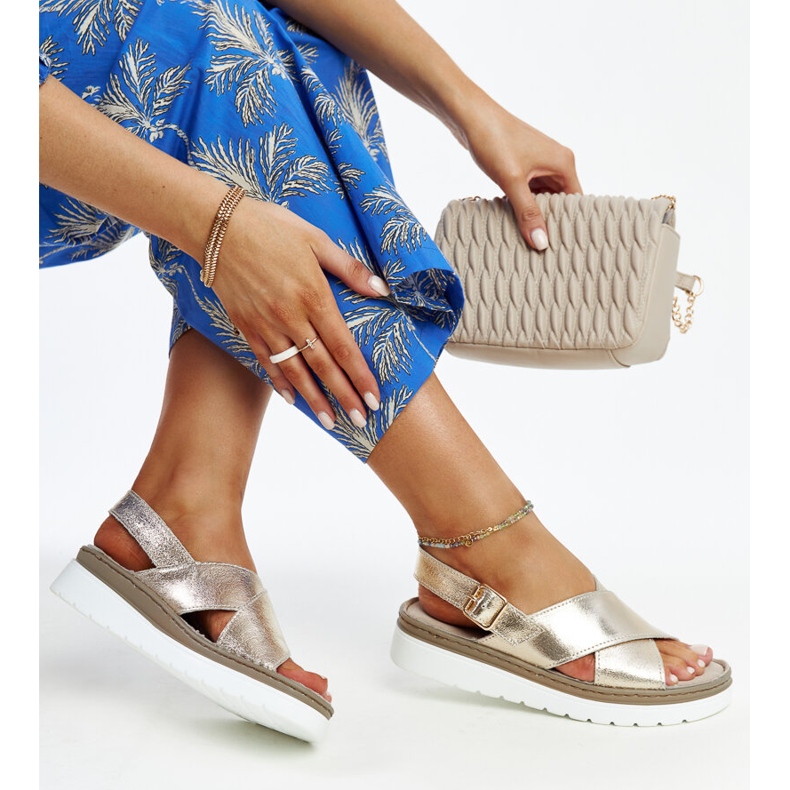 Sandalias plataforma Ithar de piel dorada dorado 1