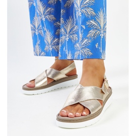 Sandalias plataforma Ithar de piel dorada dorado 2