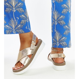 Sandalias plataforma Ithar de piel dorada dorado 3