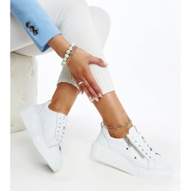 Deportivas blancas de piel con plataforma alta Rahal blanco 1