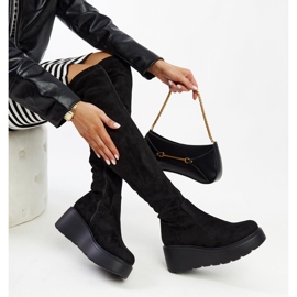 Botas de cuña largas negras de Nafeesa negro 1