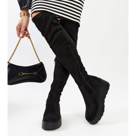 Botas de cuña largas negras de Nafeesa negro 3