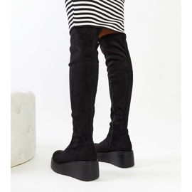 Botas de cuña largas negras de Nafeesa negro 4