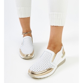 Deportivas cuña Vernon caladas blancas y doradas blanco 3