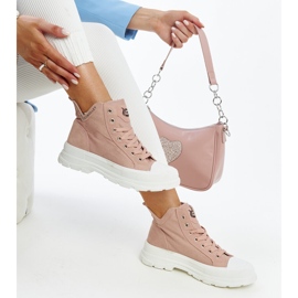 Zapatillas altas rosas con muescas de Nura rosado 1