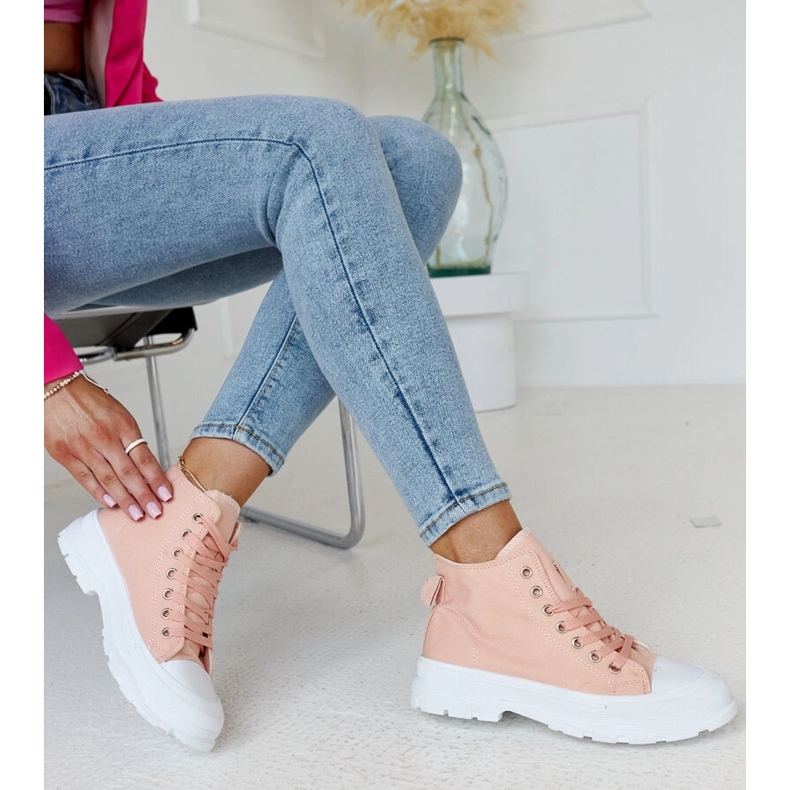 Zapatillas altas Alhandra masivas de color rosa 1