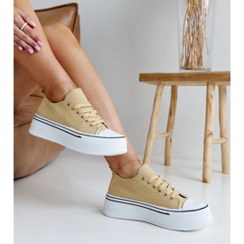 Zapatillas beige oscuro con suela gruesa Bahira. 2