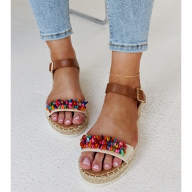 Sandalias beige con piedras Galatine de colores 2