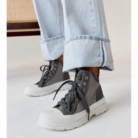 Zapatillas altas Nura grises con muescas 2
