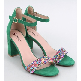 Sandalias de tacón Valentine verde con pedrería 5