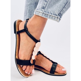 Ennes Sandalias negras con decoración dorada. negro 2