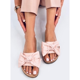 Bussi Pantuflas de corcho rosa con lazo rosado 4