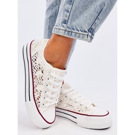 Ferrie Zapatillas blancas con encaje blanco 1