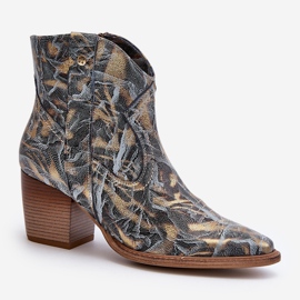 Botas Vaqueras Mujer Piel Tacón Alto Maciejka 05776-13 Azul 1