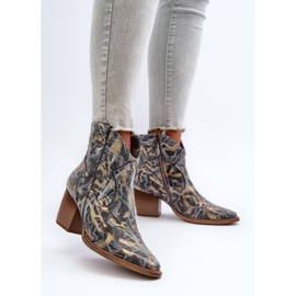Botas Vaqueras Mujer Piel Tacón Alto Maciejka 05776-13 Azul 3