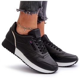 Zapatos deportivos de cuero con plataforma y cordones negros Merida 8