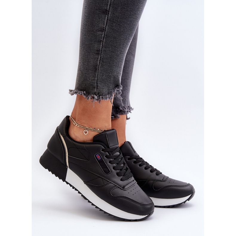 Zapatos deportivos de cuero con plataforma y cordones negros Merida 2