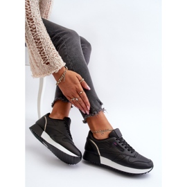 Zapatos deportivos de cuero con plataforma y cordones negros Merida 7