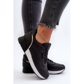 Zapatos deportivos de cuero con plataforma y cordones negros Merida 5