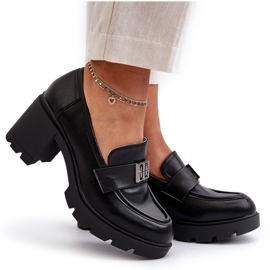 Zapatos de mujer con tacones macizos y decoración, negro Ranunca 9