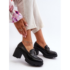 Zapatos de mujer con tacones macizos y decoración, negro Ranunca 8
