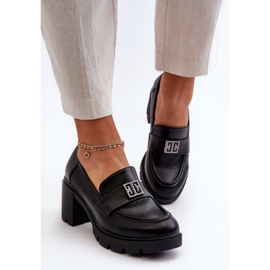 Zapatos de mujer con tacones macizos y decoración, negro Ranunca 4