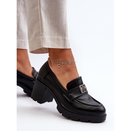Zapatos de mujer con tacones macizos y decoración, negro Ranunca 5
