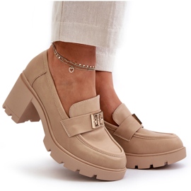 Zapatos De Mujer Ranunca Beige Con Tacón Grueso Con Adorno 9