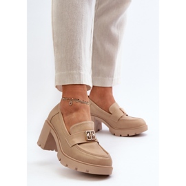 Zapatos De Mujer Ranunca Beige Con Tacón Grueso Con Adorno 3