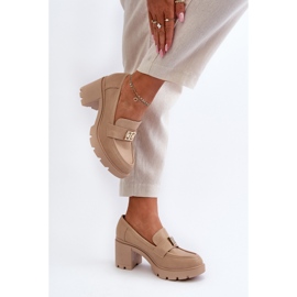 Zapatos De Mujer Ranunca Beige Con Tacón Grueso Con Adorno 4