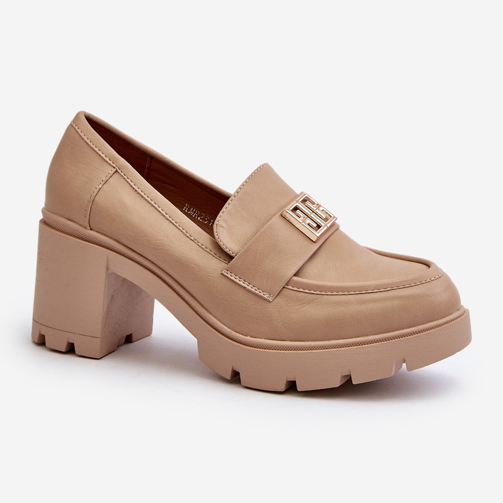 Zapatos De Mujer Ranunca Beige Con Tacón Grueso Con Adorno 1