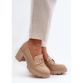 Zapatos De Mujer Ranunca Beige Con Tacón Grueso Con Adorno 2