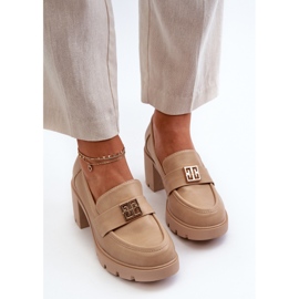 Zapatos De Mujer Ranunca Beige Con Tacón Grueso Con Adorno 5