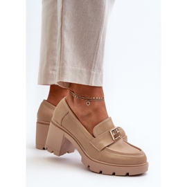 Zapatos De Mujer Ranunca Beige Con Tacón Grueso Con Adorno 6