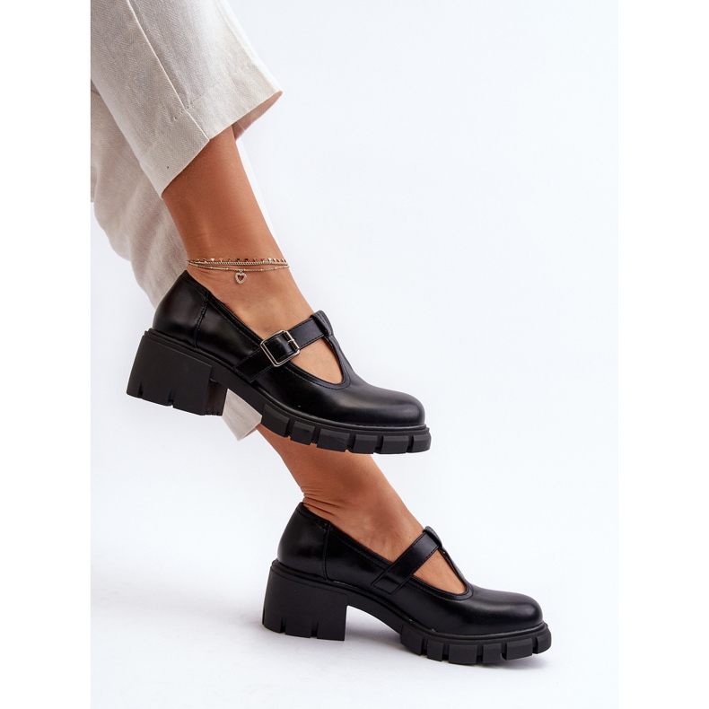 Jezzi Zapatos Mujer Piel Ecológica Con Plataforma Y Tacon, Negro Emelna 1