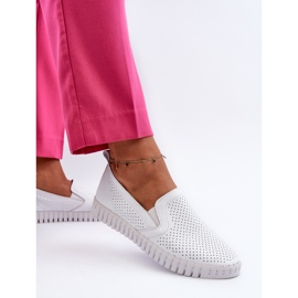 Vinceza Zapatos sin cordones para mujer de piel calada, Theophia blanca blanco 5