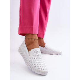 Vinceza Zapatos sin cordones para mujer de piel calada, Theophia blanca blanco 3