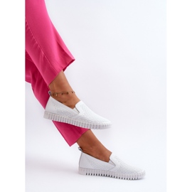 Vinceza Zapatos sin cordones para mujer de piel calada, Theophia blanca blanco 7
