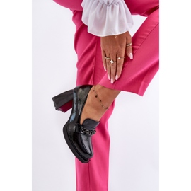 Vinceza Zapatos de salón Terimene de charol negro con tacones gruesos 5