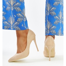 Tacones beige con aplicación de piel Amedie 3