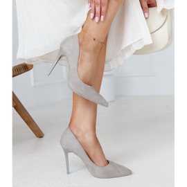 Tacones altos grises con aplicación de piel Amedie 2