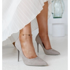 Tacones altos grises con aplicación de piel Amedie 1