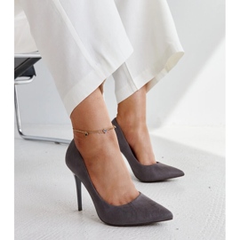 Tacones altos gris oscuro con aplicación de piel Amedie 1