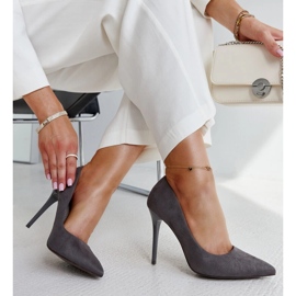 Tacones altos gris oscuro con aplicación de piel Amedie 2