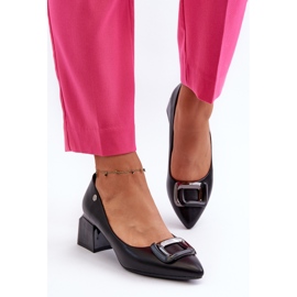 Vinceza Salón con tacón cuadrado y decoración, Piel Ecológica, Negro Sarala 4