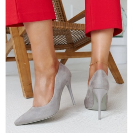 Tacones altos grises con aplicación de piel Amedie 3