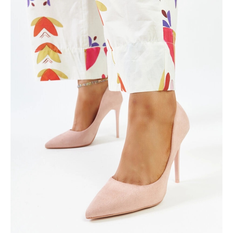 Tacones rosas con aplicación de piel Amedie rosado 1 Tacones rosas con aplicación de piel Amedie rosado 1