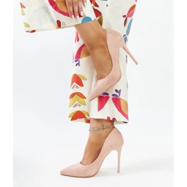 Tacones rosas con aplicación de piel Amedie rosado 2